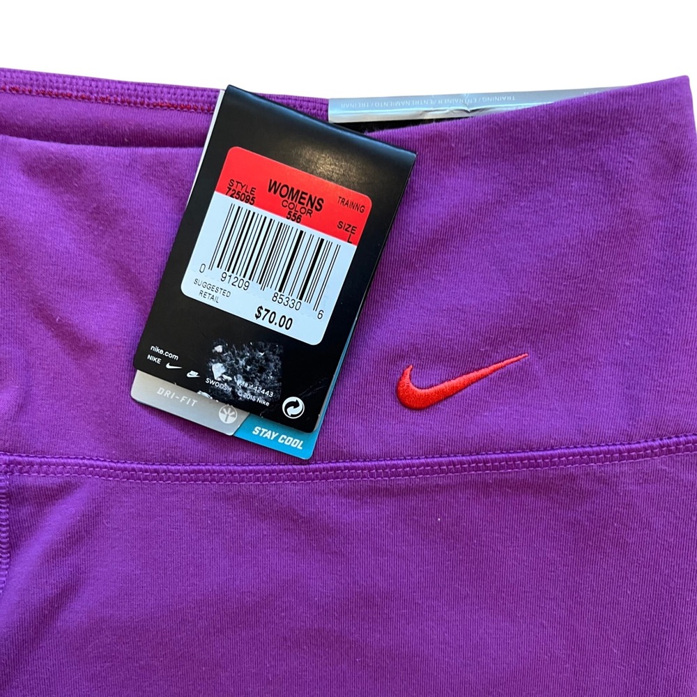 Nike Legend Tight Fit Dri-FIT Purple Red Wavy Stripe Capri Leggings 725095-556 L - Picture 2 of 8